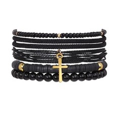 Easter Gift Cross Bracelets Bohemian Black Stackable Bracelet Set for Women Man
