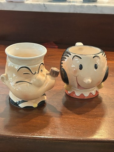 Popeye & Olive Oyl Vintage Character Mug Set - 1980 King Features Syndicate Inc