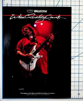 Leslie West Westone Guitar Flyer Ad CRATE Mountain Rock Music Ephemera