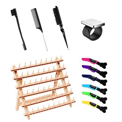 Braiding Rack Hair Comb Set Gel Wristband Clip Extension Holder 60 Pegs