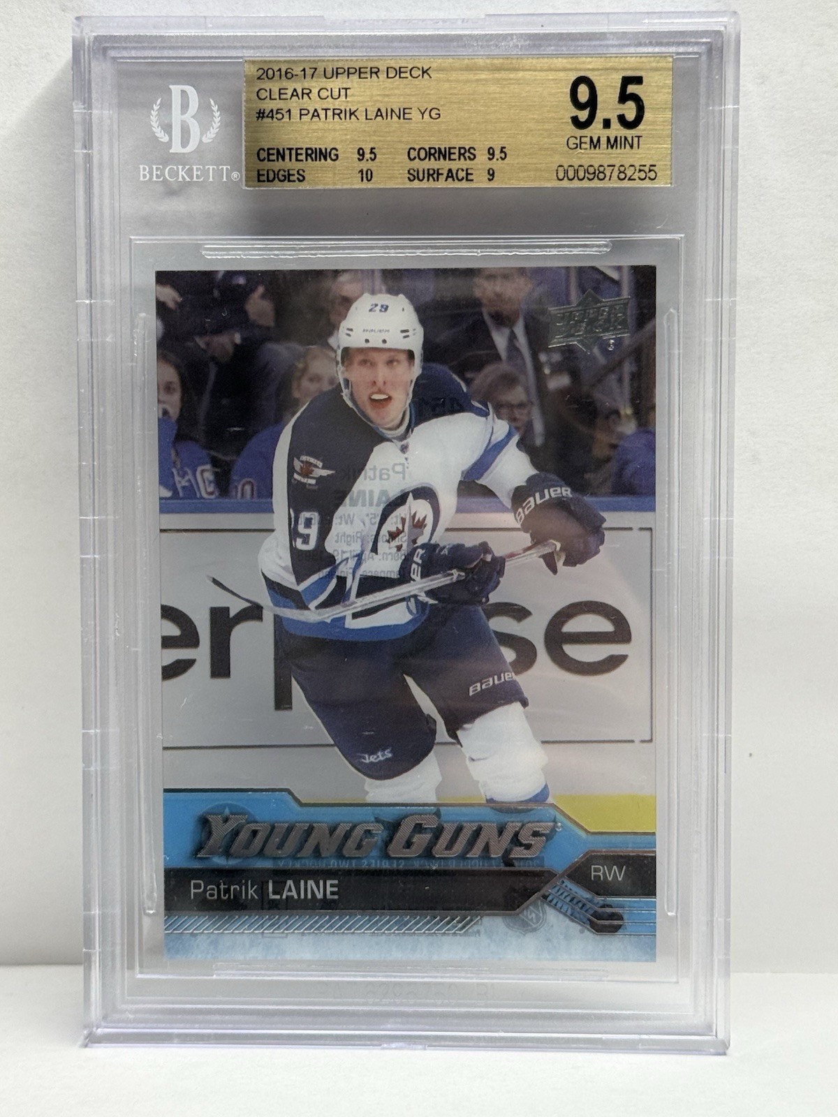 2016-17 Upper Deck PATRIK LAINE Young Guns RC Clear Cut Rookie #451 GEM MINT 9.5