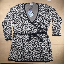 Diane Von Furstenberg Target Animal Print Long Sleeve Sweater Wrap Dress XXL