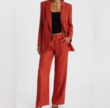 EXPRESS Editor belted mid rise linen blend Trouser Pant NEW, color Cinnamon ￼￼ 