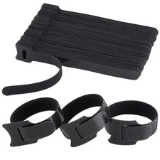50 Pcs Cable Straps Black Wire Cord Hook Loop Ties Reusable Fastening Organizer