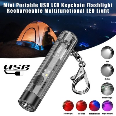 Keychain Flashlight Rechargeable Mini LED Light  Modes for Camping Hiking Key
