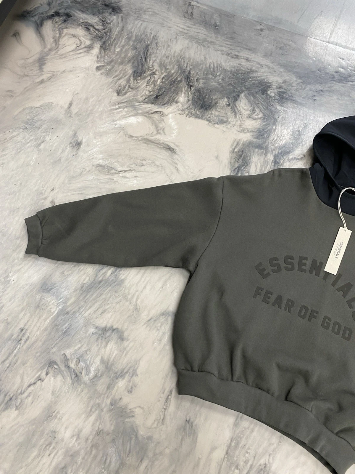 Felpa con cappuccio Fear Of God Essentials ink jet nylon nero XS autentica stato nebbia