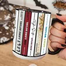 Swift Albums Cassette Collection Retro Accent Edge-to-Edge Printed Mug