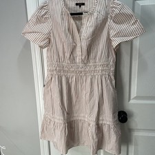 Quince Size Medium Striped Short Prairie Dress With Pockets