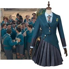 Glynda Elphaba School Uniform Cosplay Costume Green Jacket Skirt Girls Outfit