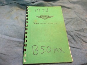 Copy of BSA Genuine Spares Manual for 1973 B50MX  033626