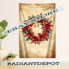 wall tapestry Poinsettia Holiday Decor traditional christmas print 59X82 in