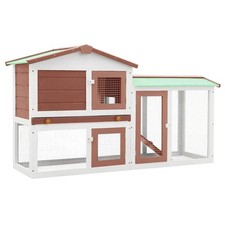 Outdoor Large Rabbit Hutch Small Animal Cage Rabbit Bunny House Wood vidaXL