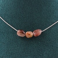 Edelsteine Und Halbedelsteine. Collier 3 Perlen Quartz Rutil Rot Aus Brasilien