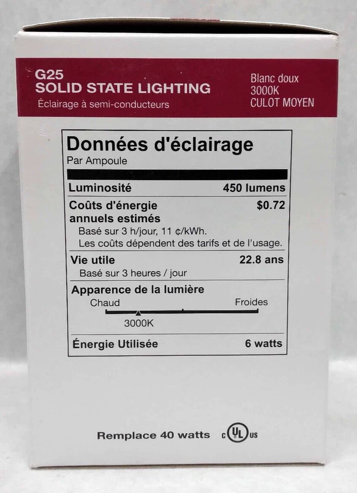 Case of 6 Halco Pro LED 40W G25 Medium Base Dimmable Bulbs - Model 80180 - NEW - Image 4 of 4