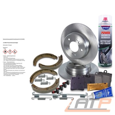 2x BREMSSCHEIBE SATZ BREMSBELÄGE BREMSBACKEN HINTEN FÜR MERCEDES C-KLASSE W203