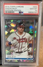 2019 Topps Chrome #650 Austin Riley Sapphire Rookie RC PSA 10🔥