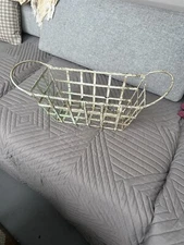 Metal Strap Basket Storage Centerpiece Planter Display Gold Verdigris 2 Handle