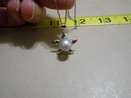 Weihnachtsgeschenk Sterling Japan Silber Anhänger mit 14K Gold Halskette Blume Perle