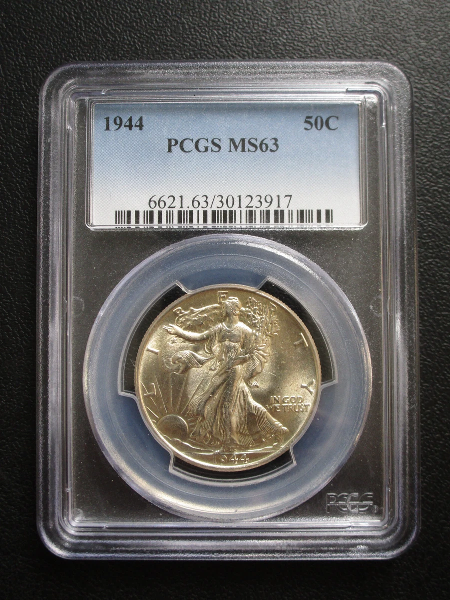 PCGS Certified MS 63 Graded 1944 Year Liberty Walking Half Dollars