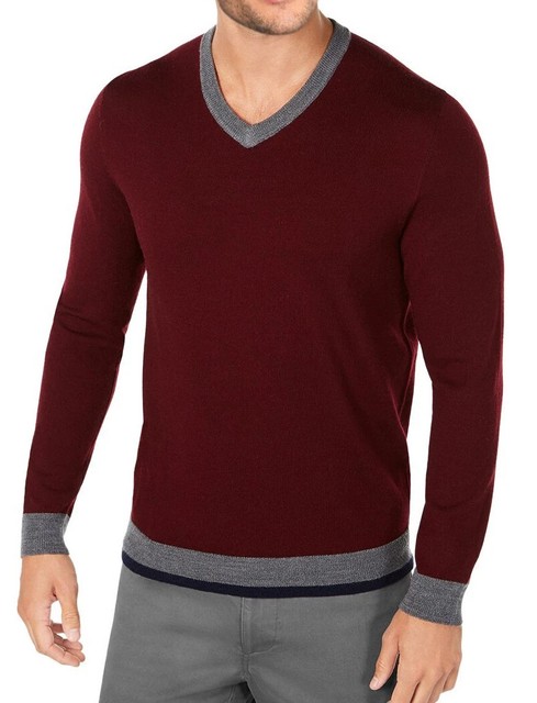 Tasso ELBA Mens Sweater Maroon Red Size 