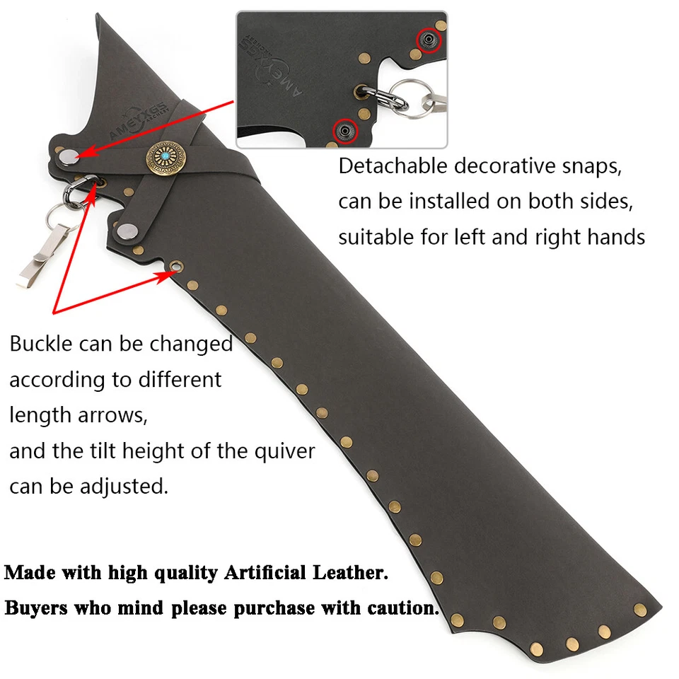 Archery Arrow Quiver Leather Waist Holder Hip Bag Traditional Bow Hunting RH LH - Image 3 of 4