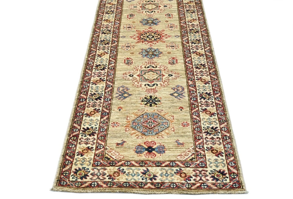 Tapete de corrida cáqui tribal geométrico cazaque decoração boho fazenda tapete 2'5X7 pés - Imagem 3 de 4