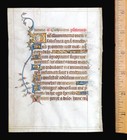 c. 1325 Medieval Manuscript Hours Leaf -w Portrait Miniature & Line Extenders