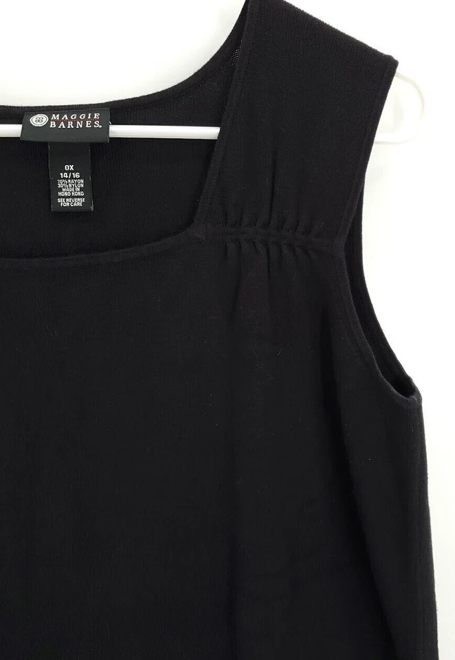 Camiseta sin mangas Maggie Barnes para mujer 14/16 tejida negra elástica correa ancha rayón Foto 4 de 4