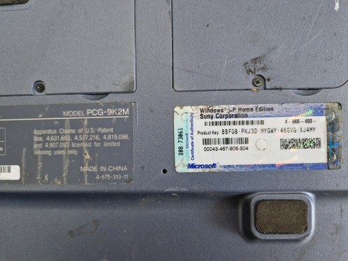 SONY PCG-9K2M For Parts Only - Afbeelding 6 van 9