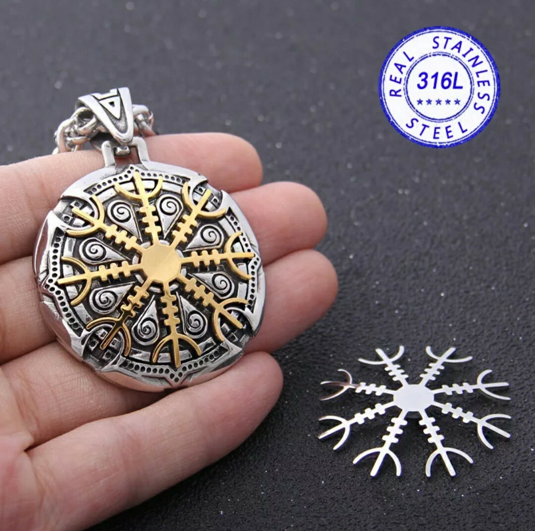 Collier pendentif viking en acier et sa boîte cadeau pour anniversaire homme