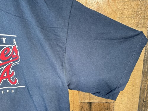 Vintage Atlanta Braves Baseball Club Blue Graphic T-shirt 100% Cotton Tee XXL - Picture 4 of 12