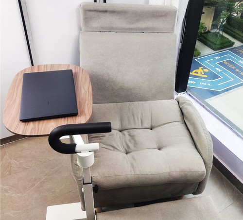 Auxiliary Standing Tray Table, 360° Height Adjustable Rotating TV Laptop Table - Picture 5 of 22