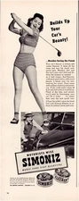 Print Ad Simoniz Car Wax 1940 Lady Golf Pin Up GGA Half-Page Magazine 5"'x12"