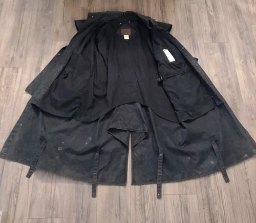 Outback Trading Company Oilskin Duster Mens L Black With Shoulder Cape - Picture 3 of 8