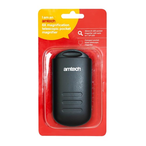 Amtech s2929 Slim Pocket LED Light Magnifying Glass 8X Magnifier Map Reading 5032759037995 eBay
