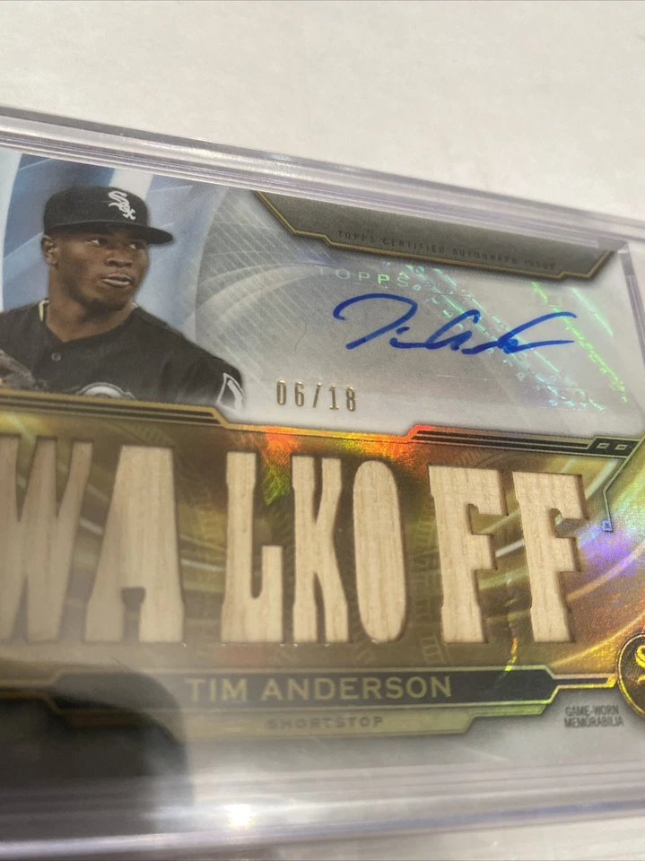 2019 Tim Anderson Topps Triple Threads Autograph Triple GU Bat Relic 06/18 - Image 2 of 3