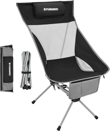 High Back Camping Chair for Adults Portable 28.3"x 23.2"x 38", Black