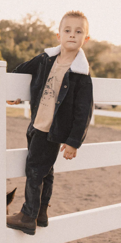 Rylee + Cru Trucker Jacket Coat Kids Boys Size 6-7 Y Black Sherpa Lined $99 - Picture 8 of 8