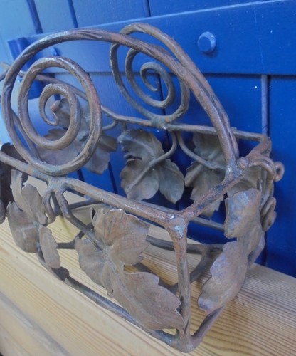 ART DECO PORTE BOUTEILLE FER FORGE MOTIF RAISIN FEUILLES N3729 - Photo 2/4