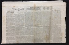 NEW YORK TRIBUNE: SEPTEMBER 25 1867  VINTAGE NEWSPAPER POST CIVIL WAR ERA
