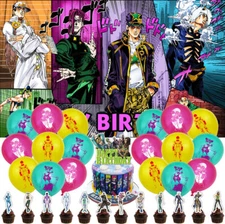 JoJo's Bizarre Adventure Party Decorations Set Balloons Cake Toppers Banner