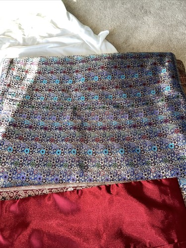 Oriental 100% Silk- King Size W/3 Pillow Shams Handmade Vintage Bedspread 86x112 - 第 15/15 張圖片