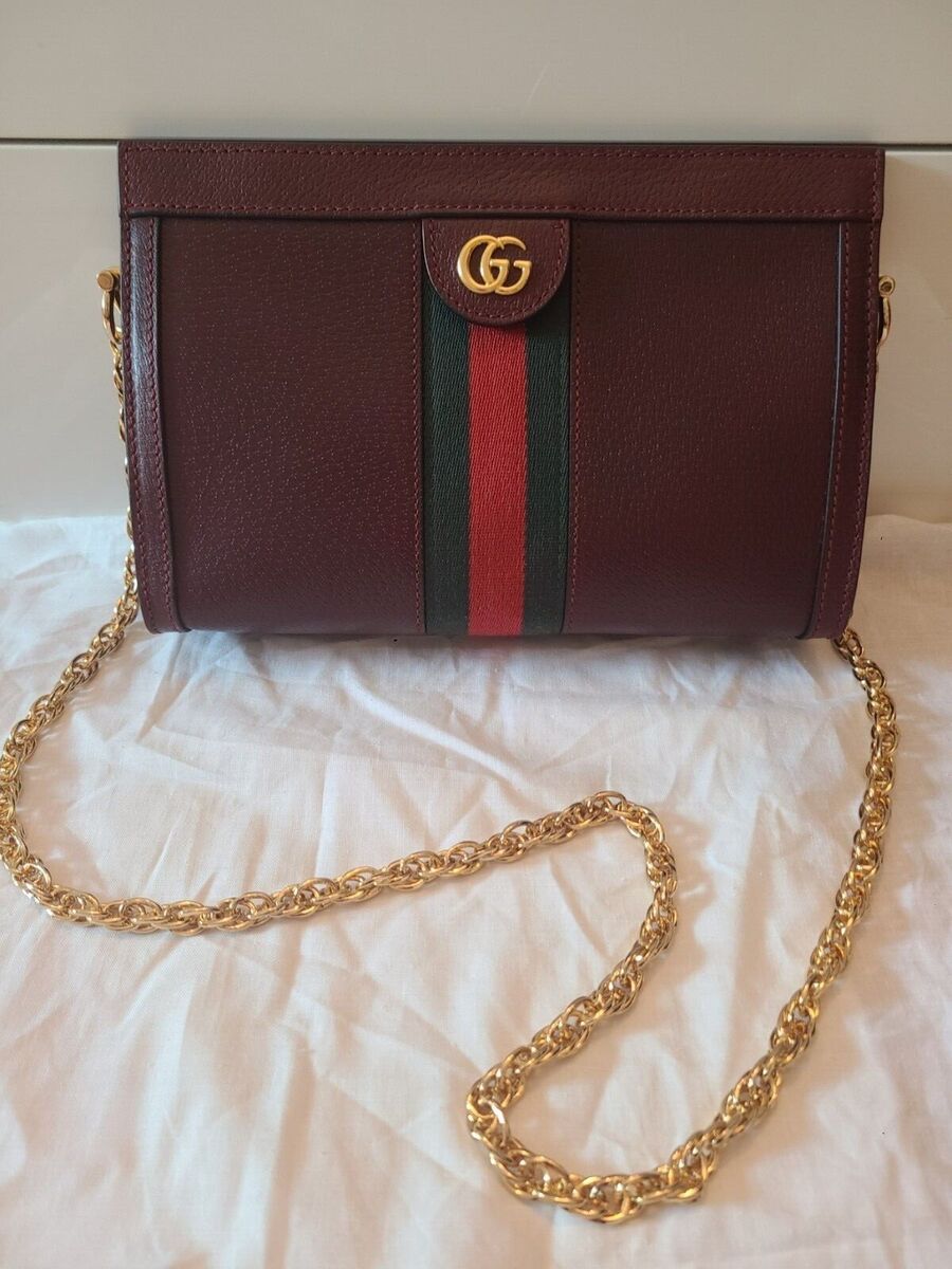 Gucci Ophidia Burgundy Bordeaux Leather Chain Shoulder Bag Gucci Ophidia Burgundy Bordeaux Leather Chain Shoulder Bag