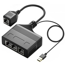 3 Port Ethernet Splitter 1 to 3 RJ45 Gigabit Switch 1000Mbps 1M Cable