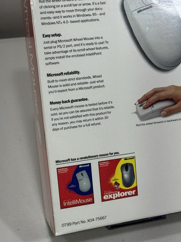 VTG NEW Microsoft Wheel Mouse Part No X04-75667 Sealed in Box UPC 093007833511 - Picture 9 of 14