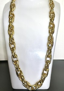 Authentic Sofia 24k Gold Plated Round Necklace 21” 106 Grams. Large Oval Link Chain
