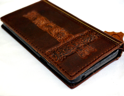 Genuine Leather Case For Iphone 15 14 13 12 11 Pro Max Wallet Book cross jesus - Picture 5 of 10