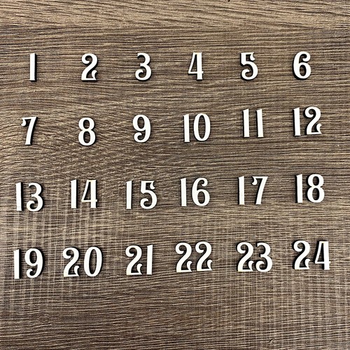 Numeri in legno per calendario dell'avvento da 1 a 24, serie da 39 pezzi - Foto 5 di 15