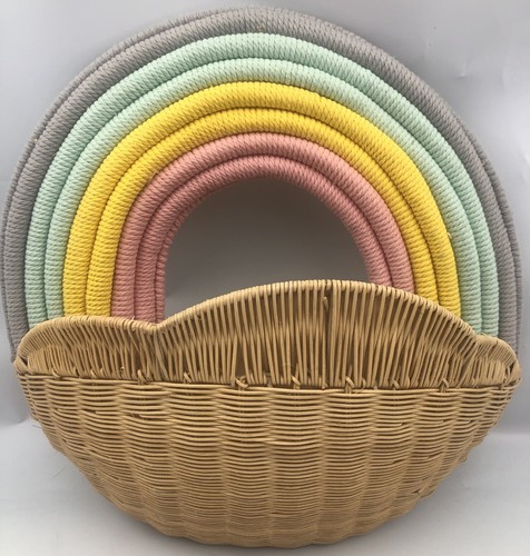 Cloud Island Woven Boho Rainbow Basket Wall Pocket Noah Ark Wall Hanging Decor - Picture 1 of 10