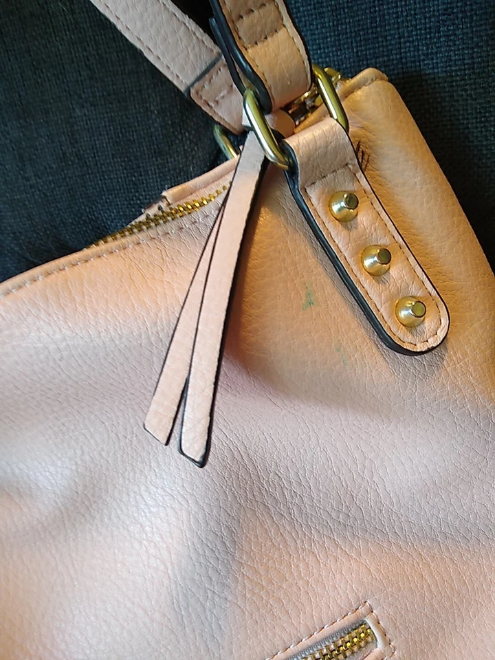 Max Edition Large Tote Purse Pale Blush Pink Zip Studded  — 第 4/4 张图片